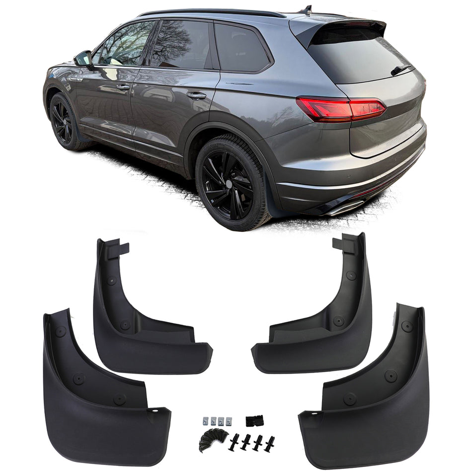 Paraspruzzi Set Anteriore e Posteriore Nero per Volkswagen Touareg CR Dal 18