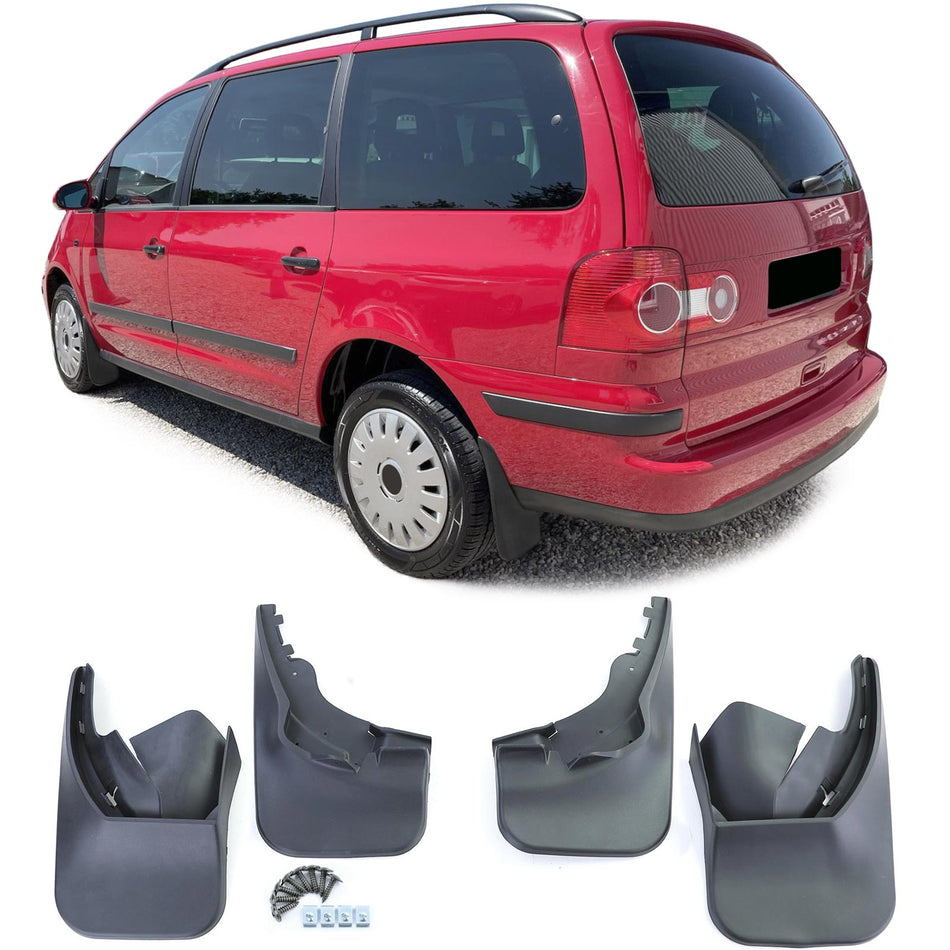 Paraspruzzi Set Anteriore e Posteriore Nero per Volkswagen Sharan 7M 04-10