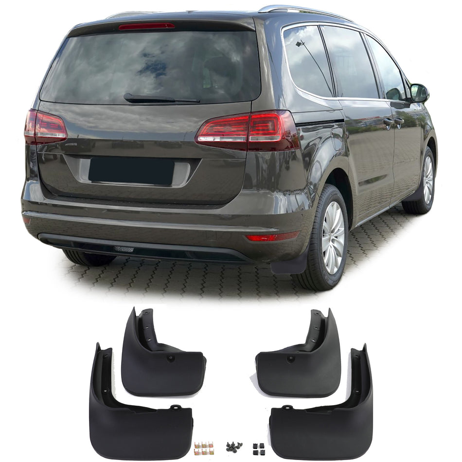 Paraspruzzi Set Anteriore e Posteriore Neri per Volkswagen Sharan 7N 10-22