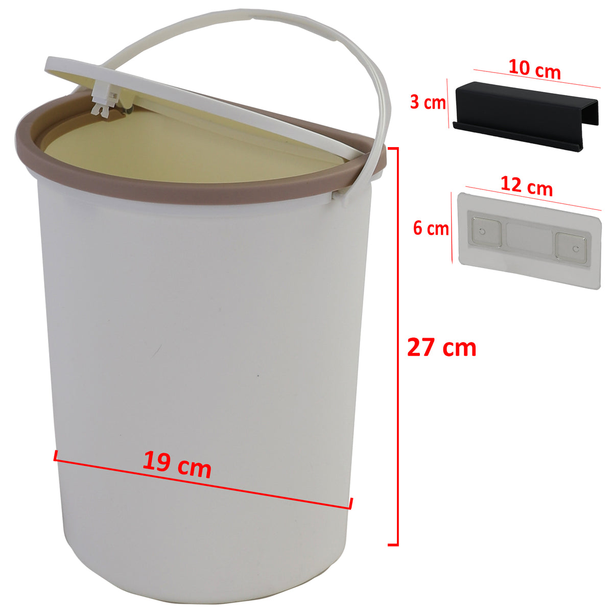 Abfalleimer con Coperchio in Plastica Bianca 19x27cm per Uso Universale Auto