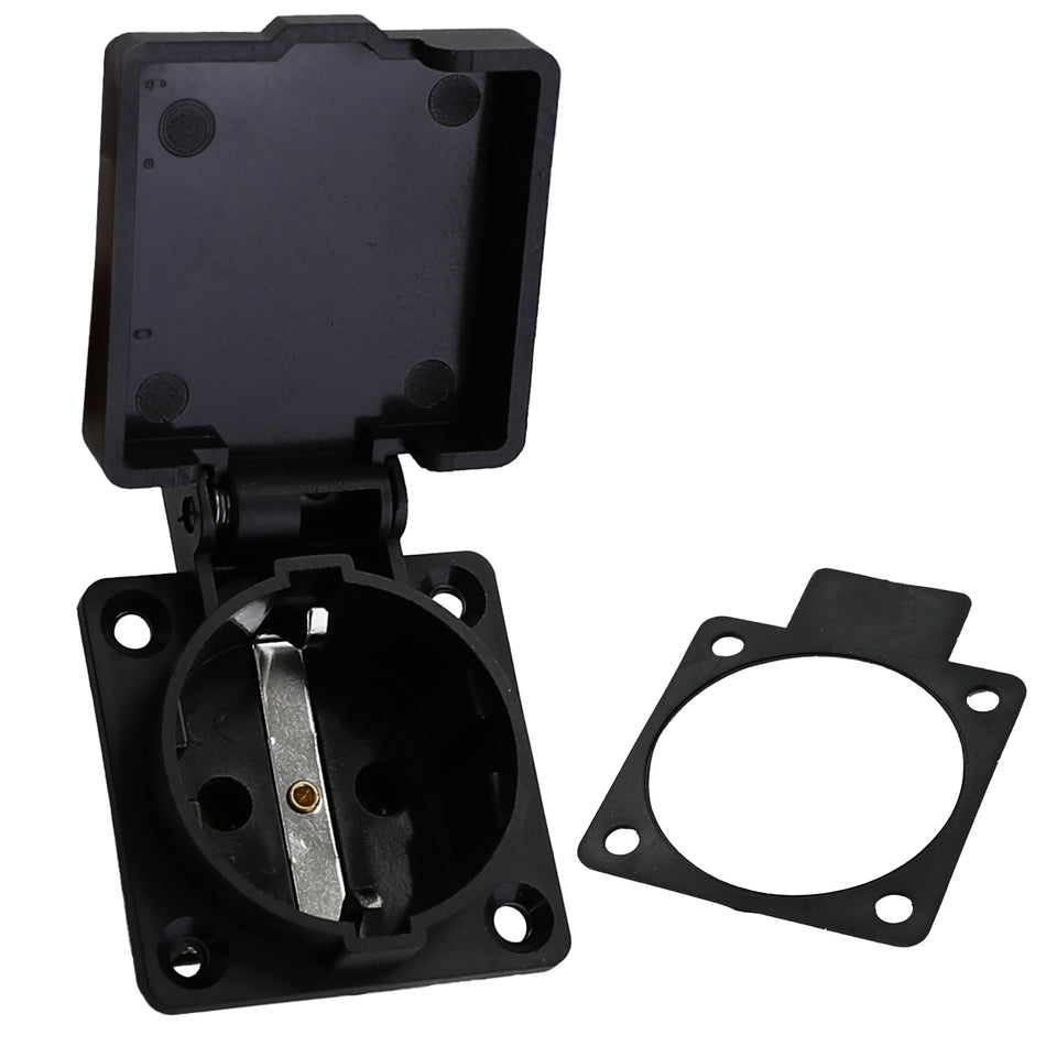 Vorzelt Presa Esterna con Sportellino Nera Schuko 220 Volt Universale 50x66mm