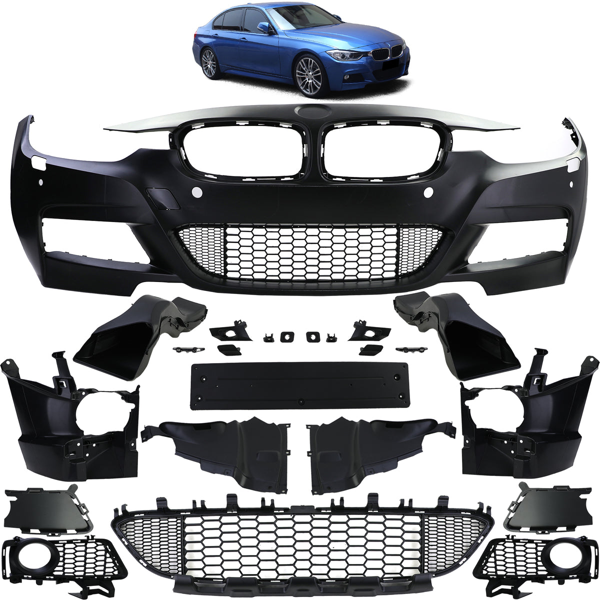 Paraura Frontale Completo con ABE per BMW Serie 3 F30 F31 11-19 con PDC
