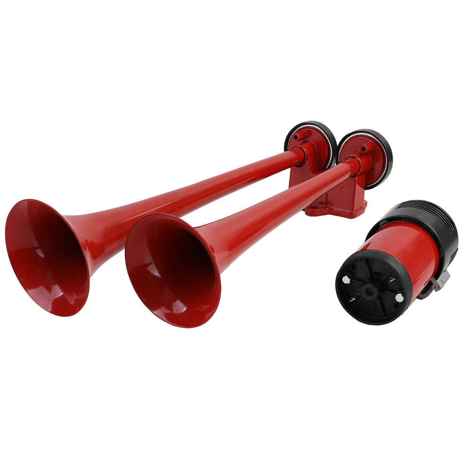 2-Klang Boots-Fanfare Hupe con 2 Horns Metallic Rossi + Kompressor 12 Volt