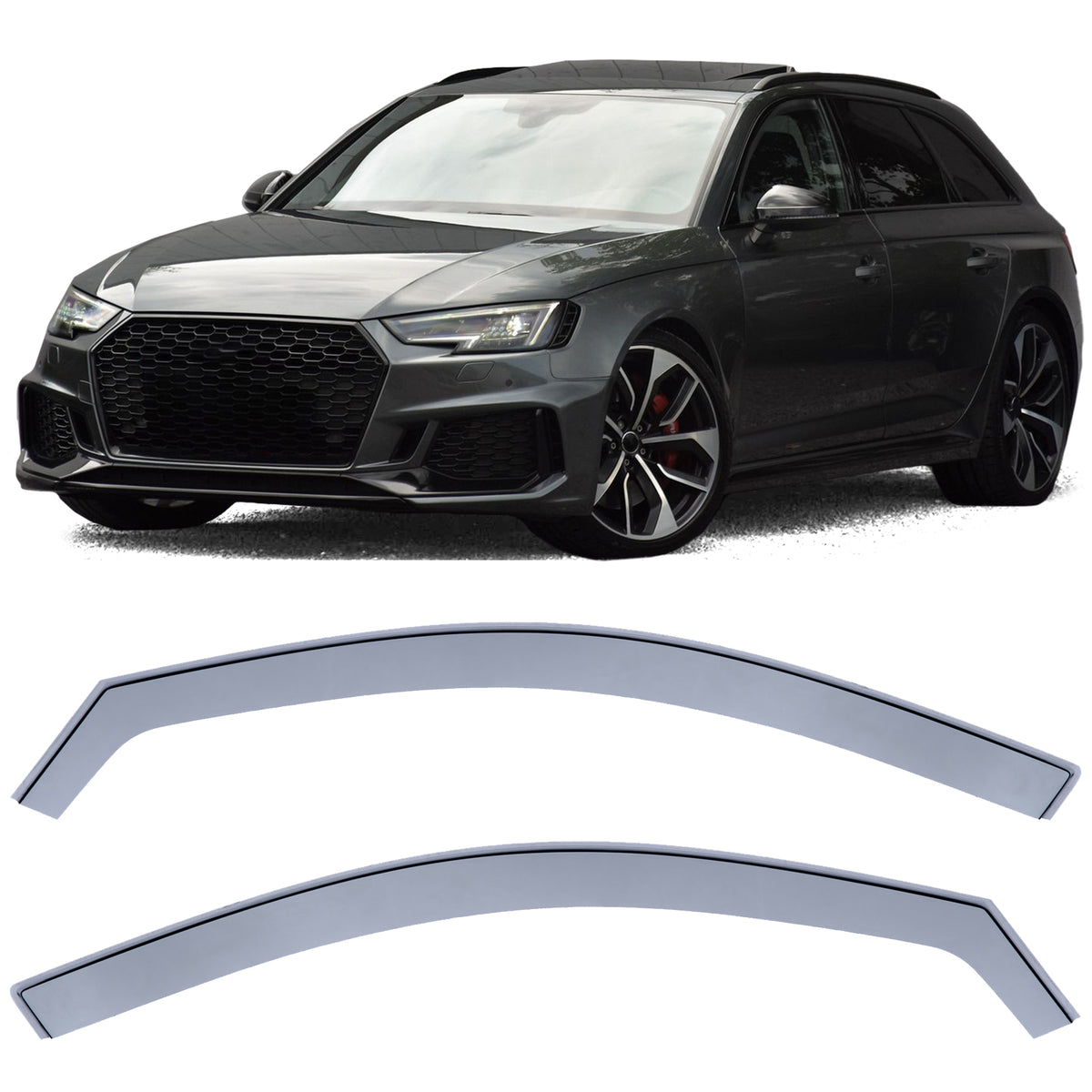 Deflettori Aria Neri Fumè per Audi A4 8W B9 (dal 2015) - Montaggio Facile