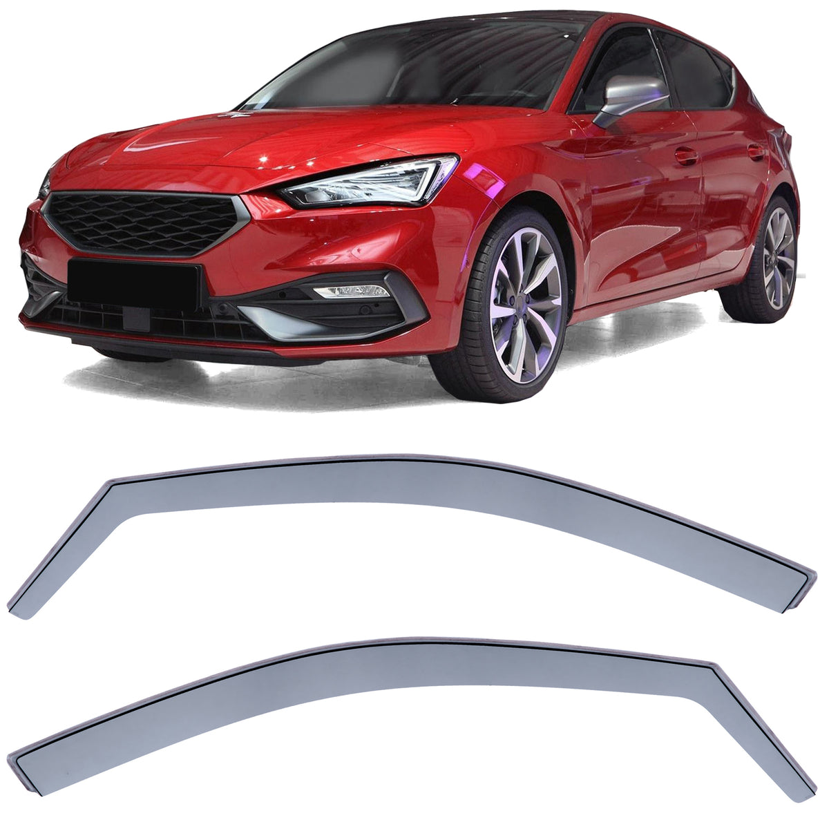 Deflettori Aria Neri Fumé per Seat Leon (dal 2019) Anteriori e Posteriori