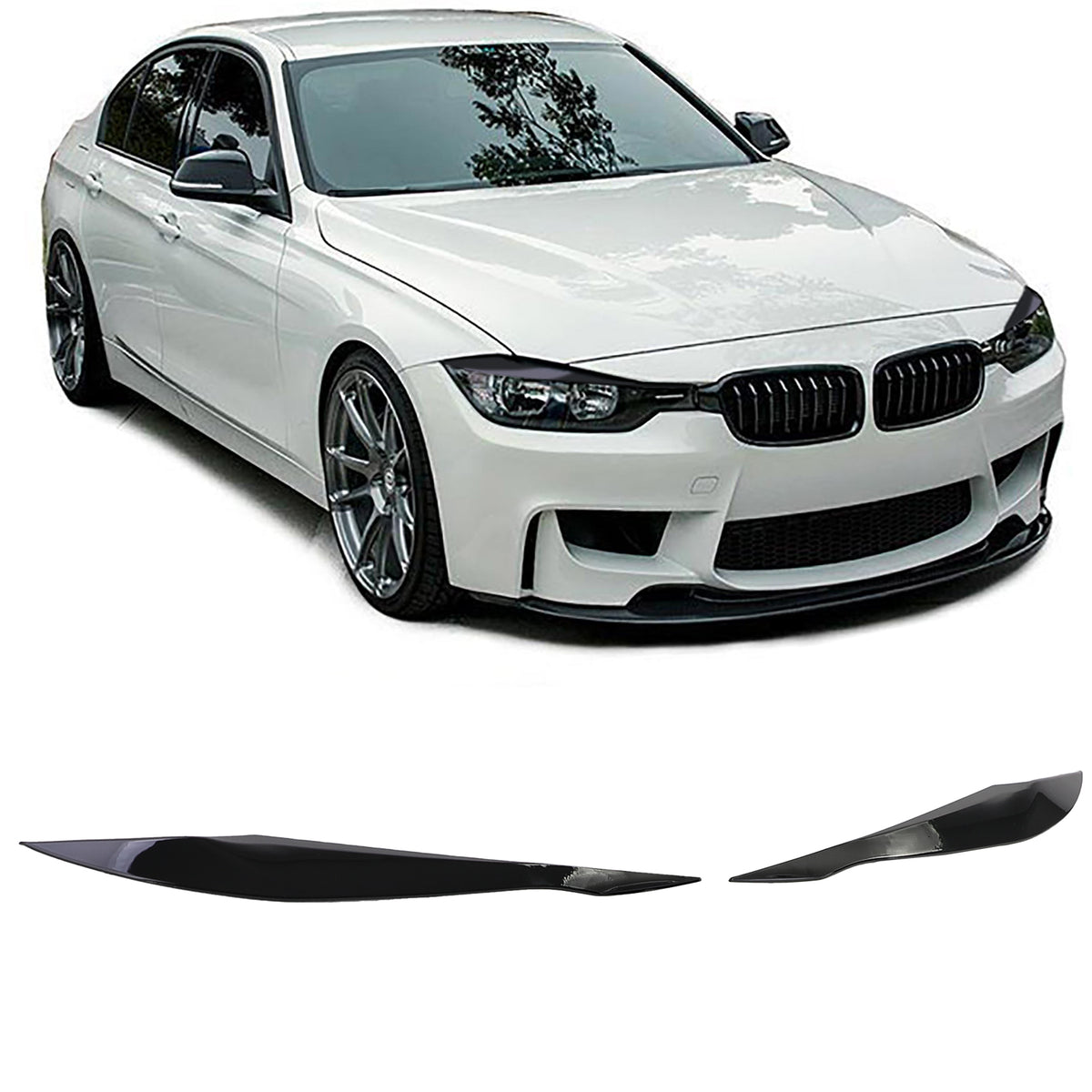 Palpebre Fari Sguardo Cattivo Nero Lucido per BMW Serie 3 F30 F31 2011-2019