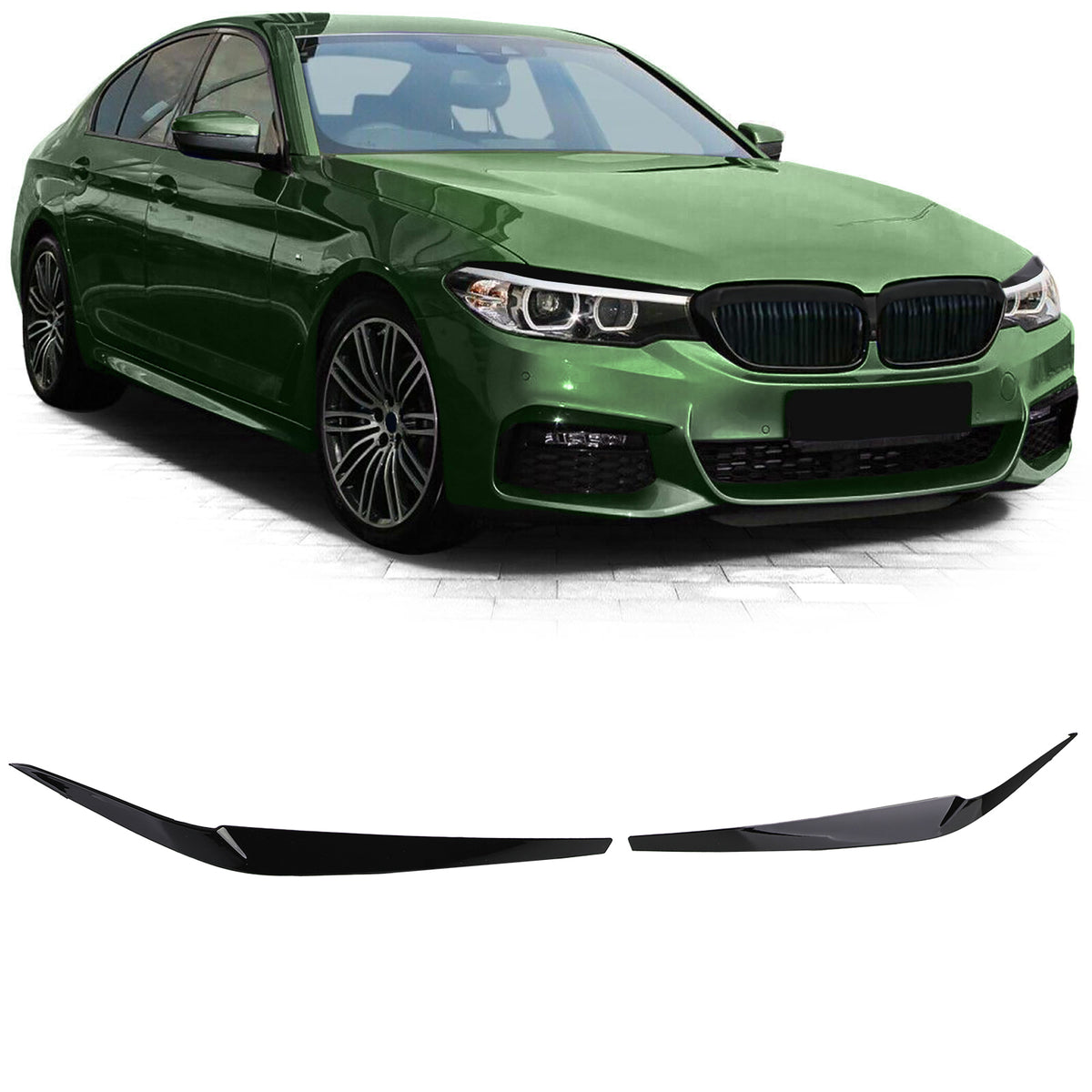 Palpebre Fari Sguardo Cattivo Nero Lucido per BMW Serie 5 G30 G31 Berlina