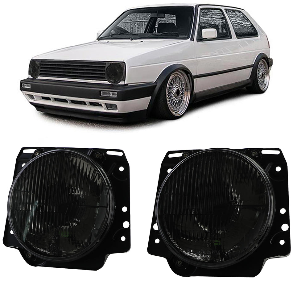 Fari H4 Neri Fumé con Reticolo per Volkswagen Golf 2 (1983-1991)