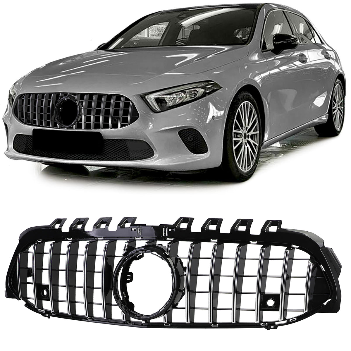 Griglia Sportiva Nera Cromo per Mercedes Classe A W177 V177 18-24