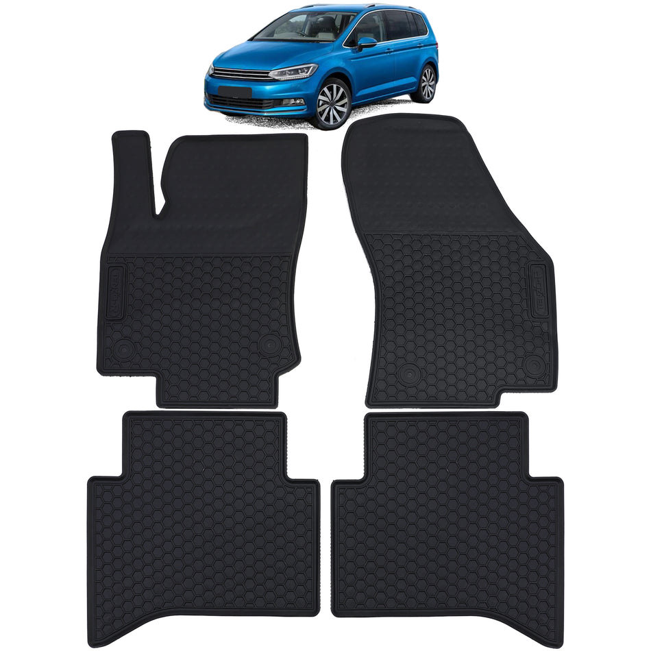 Tappetini Gommati Neri Premium Set per Volkswagen Touran II 5T Dal 2015