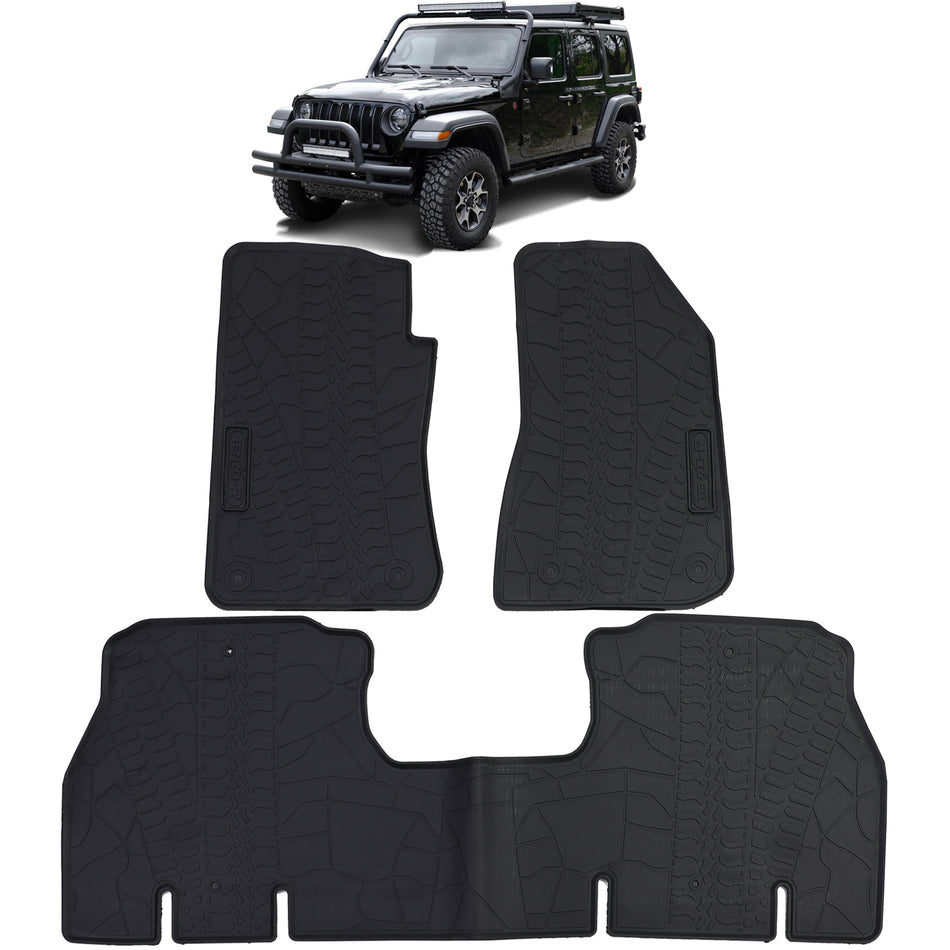 Tappetini in Gomma Neri Premium per Jeep Wrangler JL 4 Porte Dal 2018