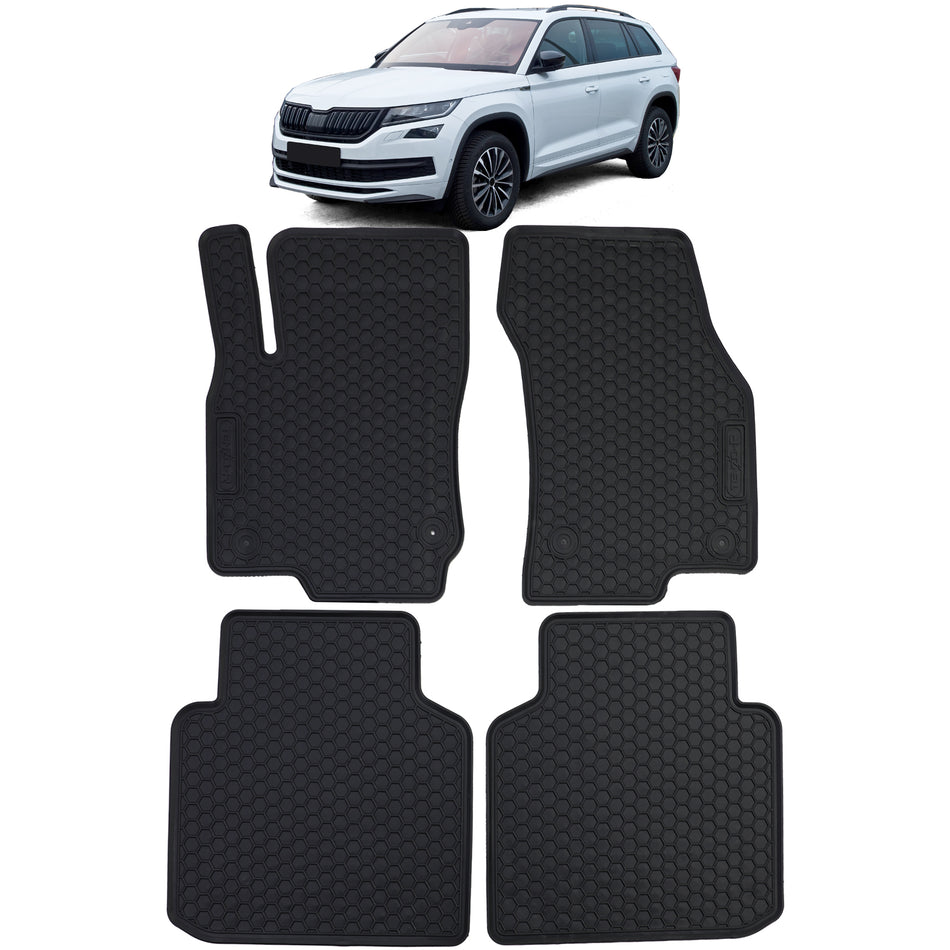 Tappetini Gomma Neri Premium Set per Skoda Kodiaq 2017-2023, Antiscivolo