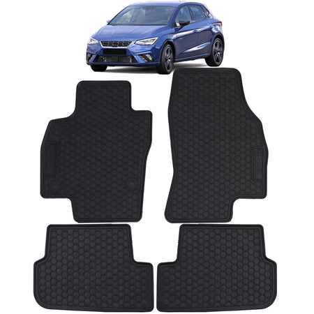 Tappetini in Gomma Nera Premium per Seat Ibiza 6F Dal 2017, Antiscivolo
