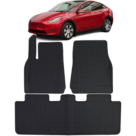 Tappetini in Gomma Neri Premium Set per Tesla Model Y Dal 2020