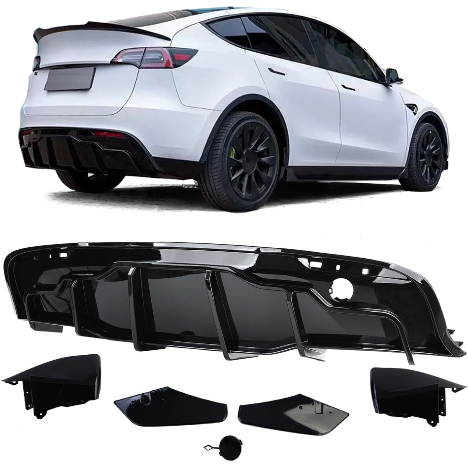 Diffusore Posteriore Nero Lucido per Tesla Model Y Dal 2019, ABS, Facile