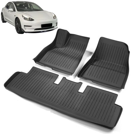 Tappetini 3D Neri PREMIUM LINE per Tesla Model 3 (2017-2023) in TPE Gomma