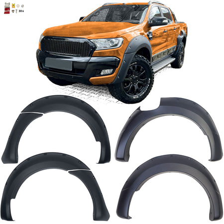 Allargamento Passaruota Set BIG per Ford Ranger T7 2015-2019 4,5cm Nero