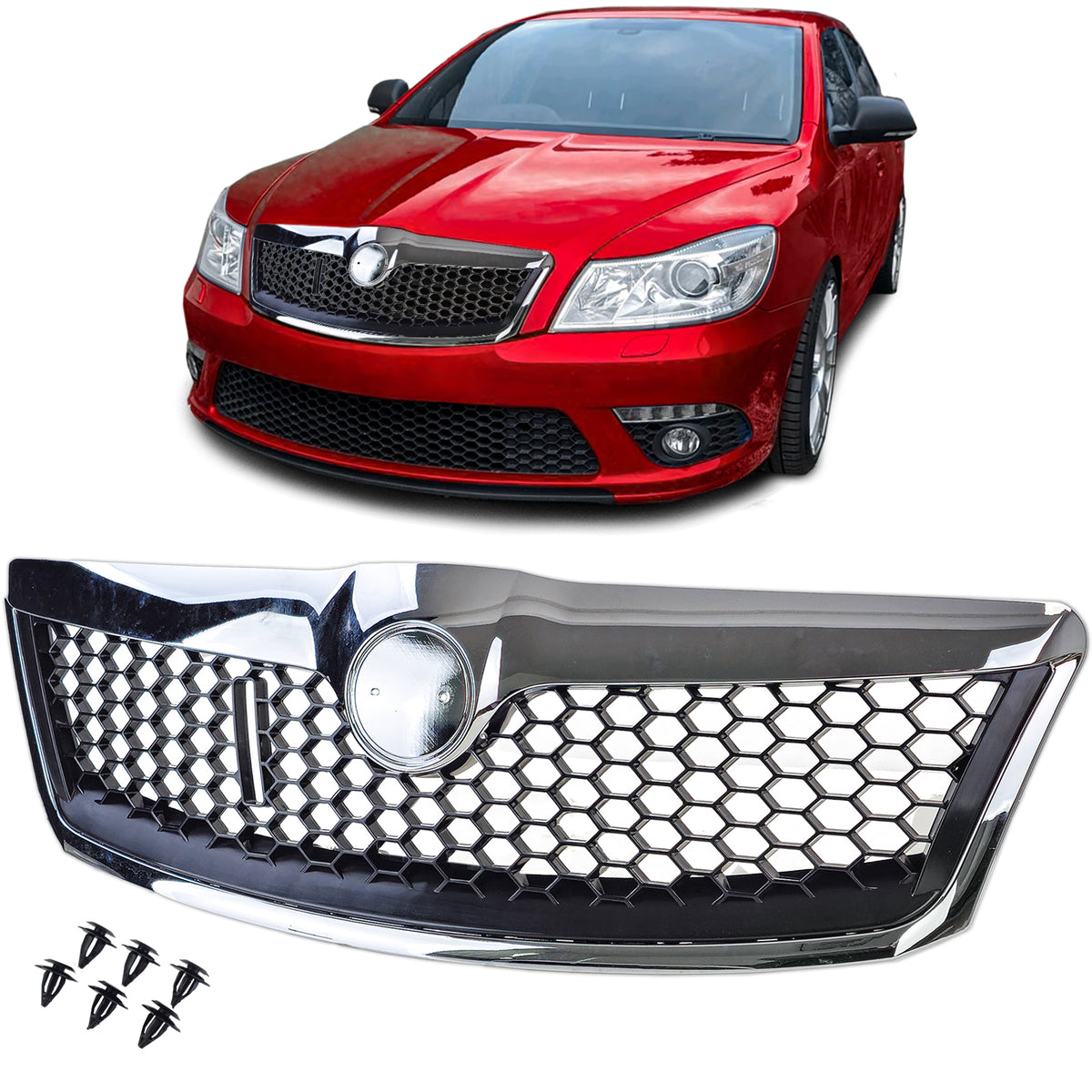 Griglia Sport RS Nera con Cromatura per Skoda Octavia 1Z Berlina 09-13
