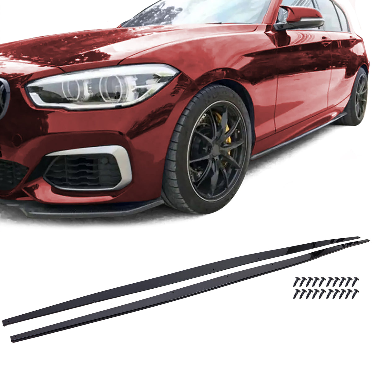 Minigonne Nere Lucide per BMW Serie 1 F20 F21 LCI 2015-2019 con M-Pacchetto