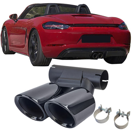 Terminali Scarico Doppio Terminale GTS Neri per Porsche 718 Cayman Boxster 982