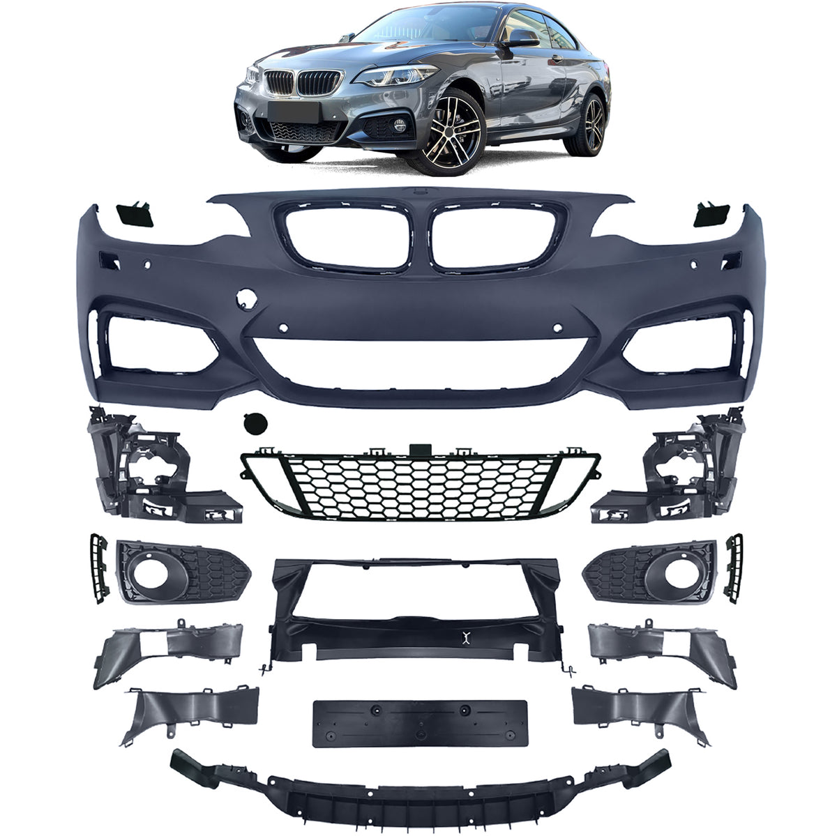 Paraurti Sportivo Anteriore con Accessori per BMW Serie 2 F22 F23 13-17