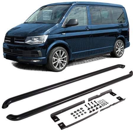 Pedane Laterali in Acciaio Inox Nero per Volkswagen T5 T6 T6.1 Lungo