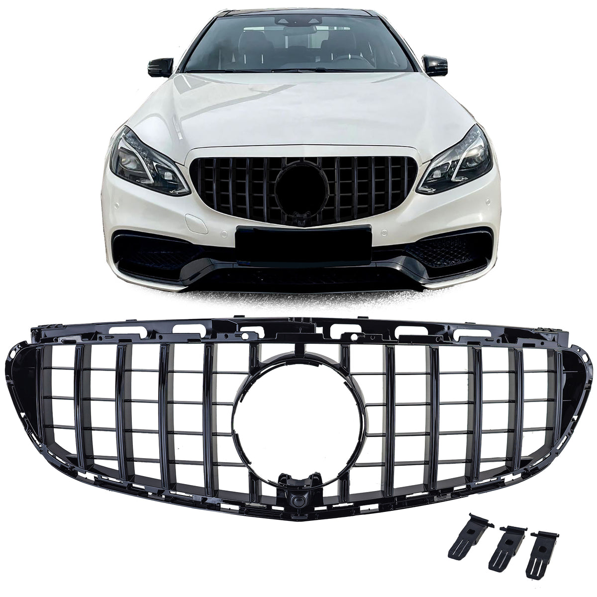 Griglia Sportiva Nera Lucida per Mercedes E W212 S212 Facelift 2013-2016