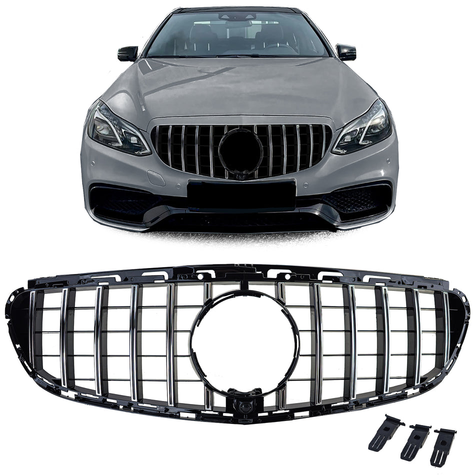 Griglia Sportiva Nera Lucida con Cromature per Mercedes E W212 S212 13-16