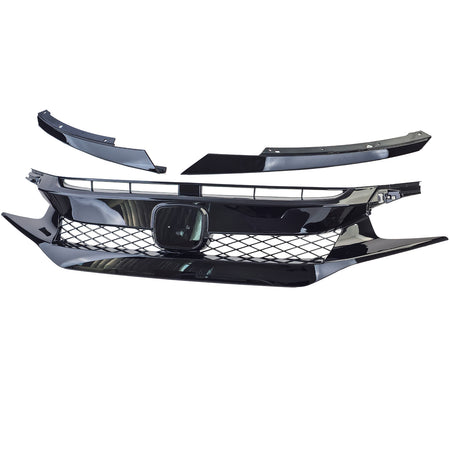 Griglia Nido d'Ape Radiatore TR Performance Nero Lucido per Honda Civic X FC FK