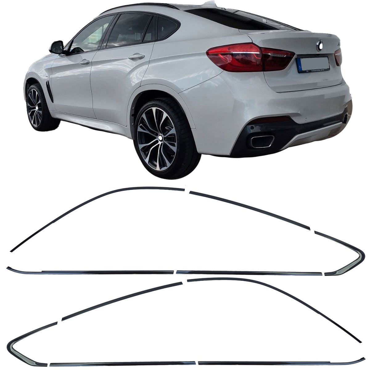 Set Profili Decorativi Neri Lucidi per BMW X6 F16 2014-2019