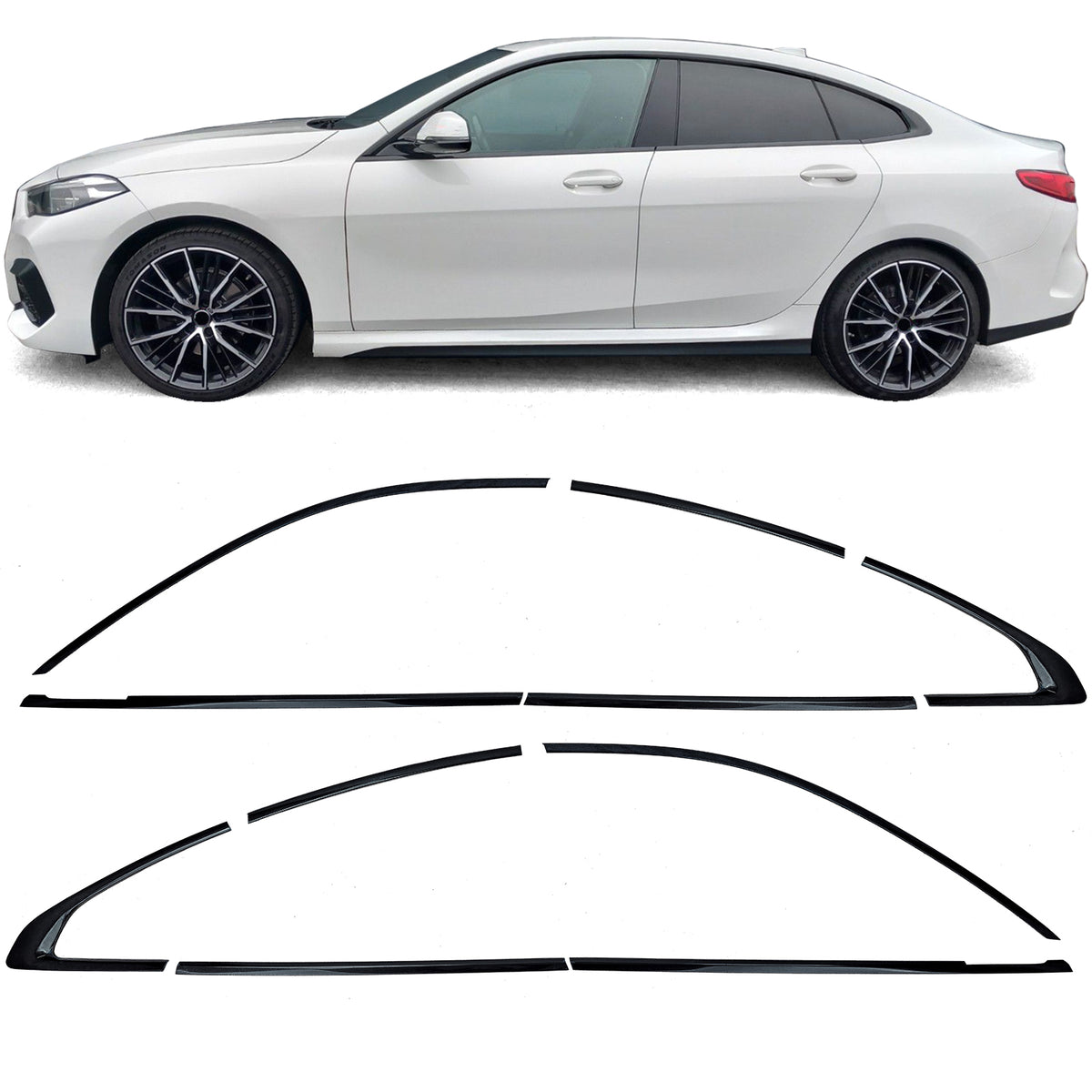 Set Profili Decorativi Neri Lucidi per BMW Serie 2 F44 Gran Coupe