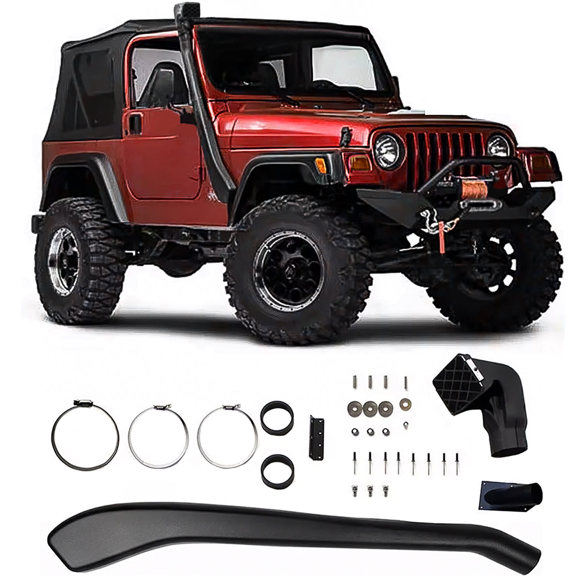 Snorkel Kit Offroad per Jeep Wrangler TJ (1996-2006) Colore Nero, Robusto