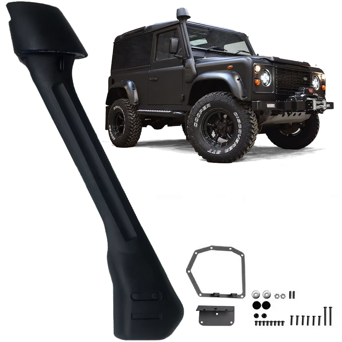 Snorkel Kit Tenzo-R per Land Rover Defender TD4 TD5 1989-2012 Colore Nero