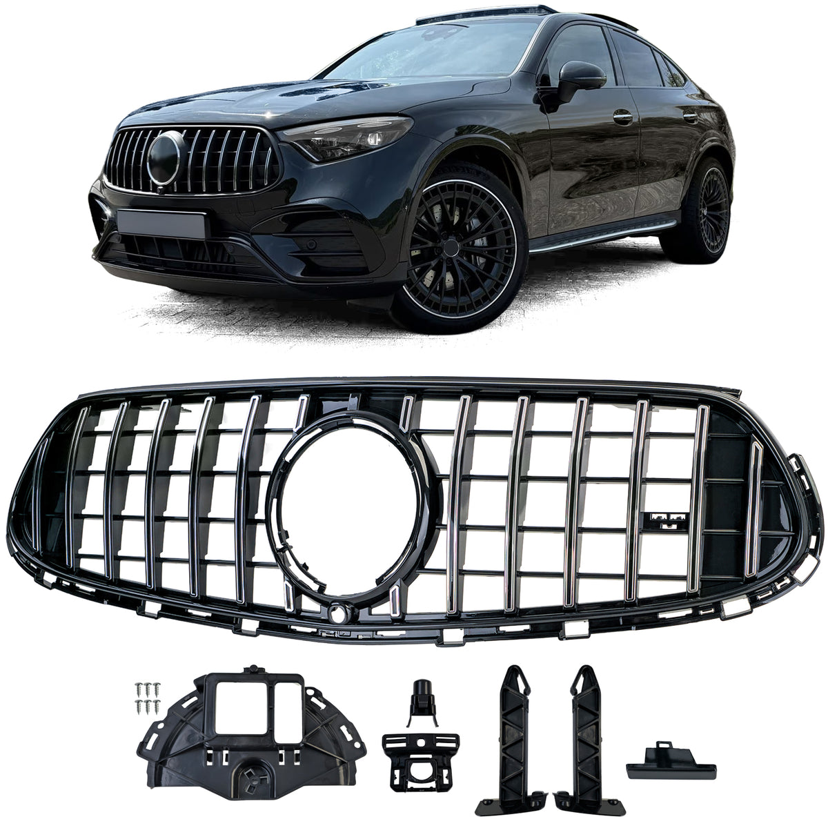 Griglia Sportiva Nera con Dettagli Cromati per Mercedes GLC X254 C254 (dal 2022)