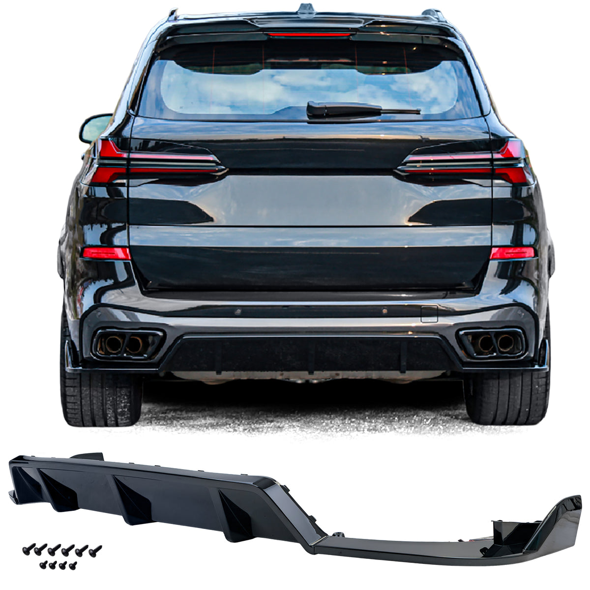 Diffusore Posteriore 3 Pezzi Nero Lucido per BMW X5 G05 2019-2023