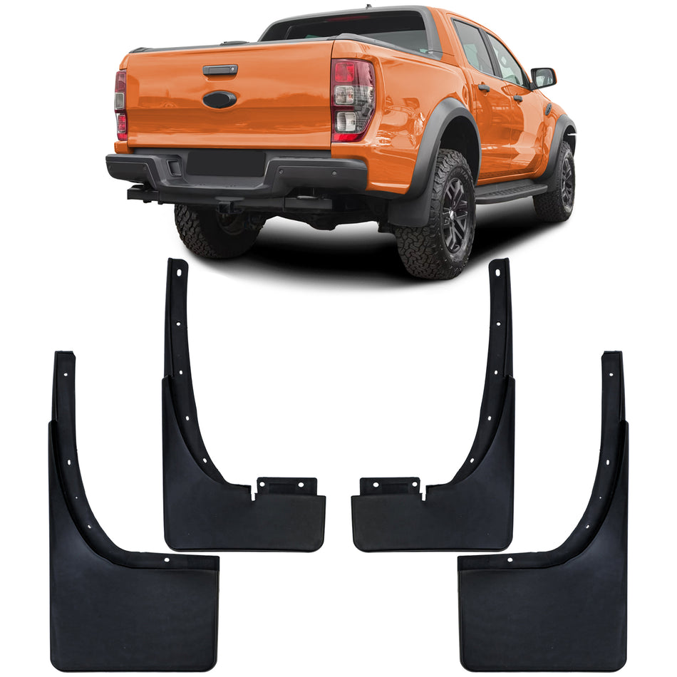 Paraspruzzi Set Anteriore e Posteriore Nero per Ford Ranger T6 T7 T8 2012-2022