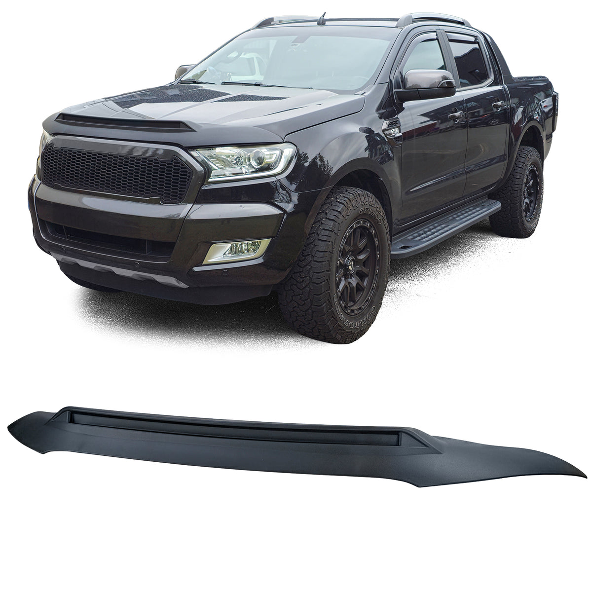 Cofano Protettivo Antigrandine per Ford Ranger T7 T8 2012-2022 in ABS Nero