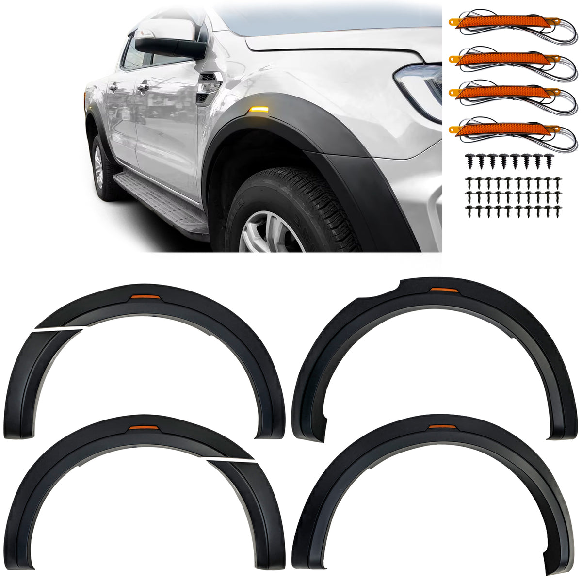 Allargamento Passaruota Medium LIGHT per Ford Ranger T7 T8 2015-2022, 6 Pezzi