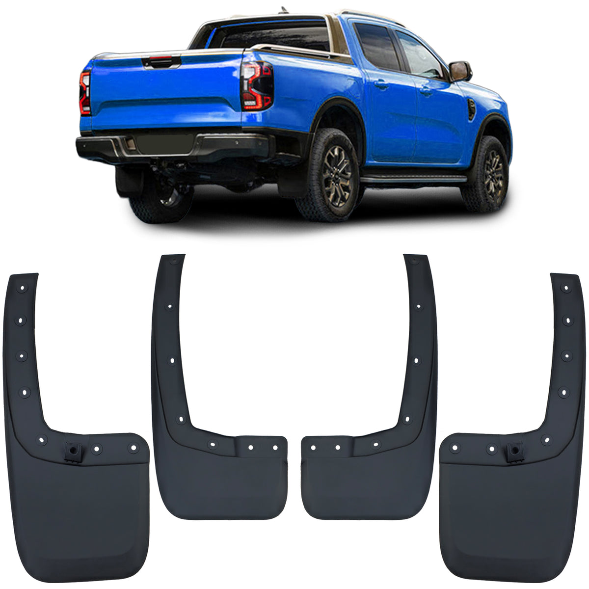 Paraspruzzi Set Anteriore e Posteriore Neri per Ford Ranger T9 Dal 2023