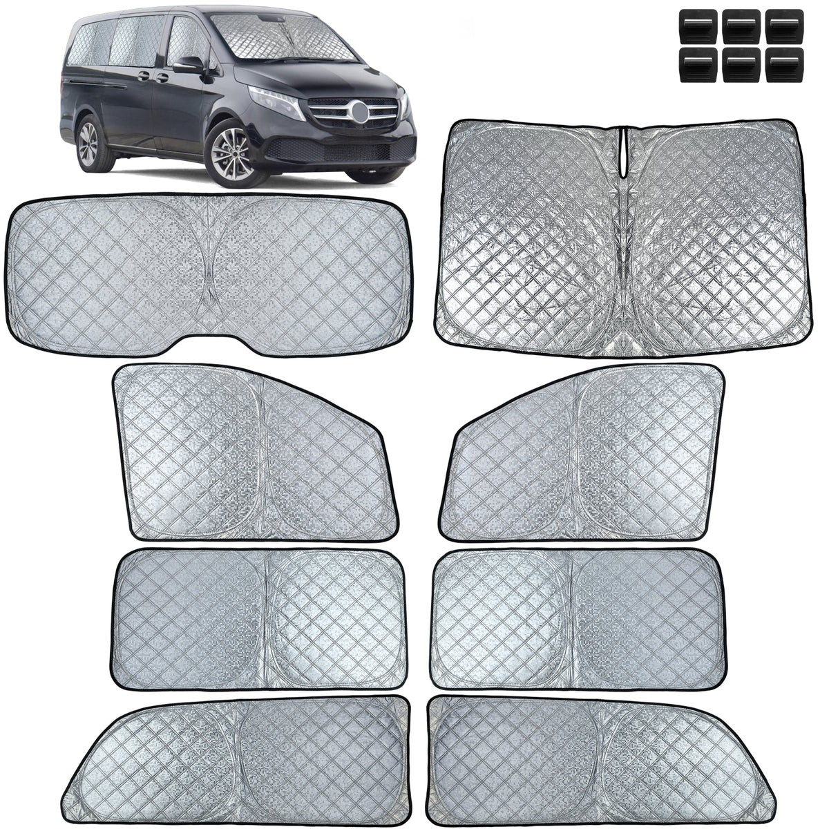 Parasole 8 Pezzi per Mercedes Classe V W447 (2014-2023) con Protezione Termica