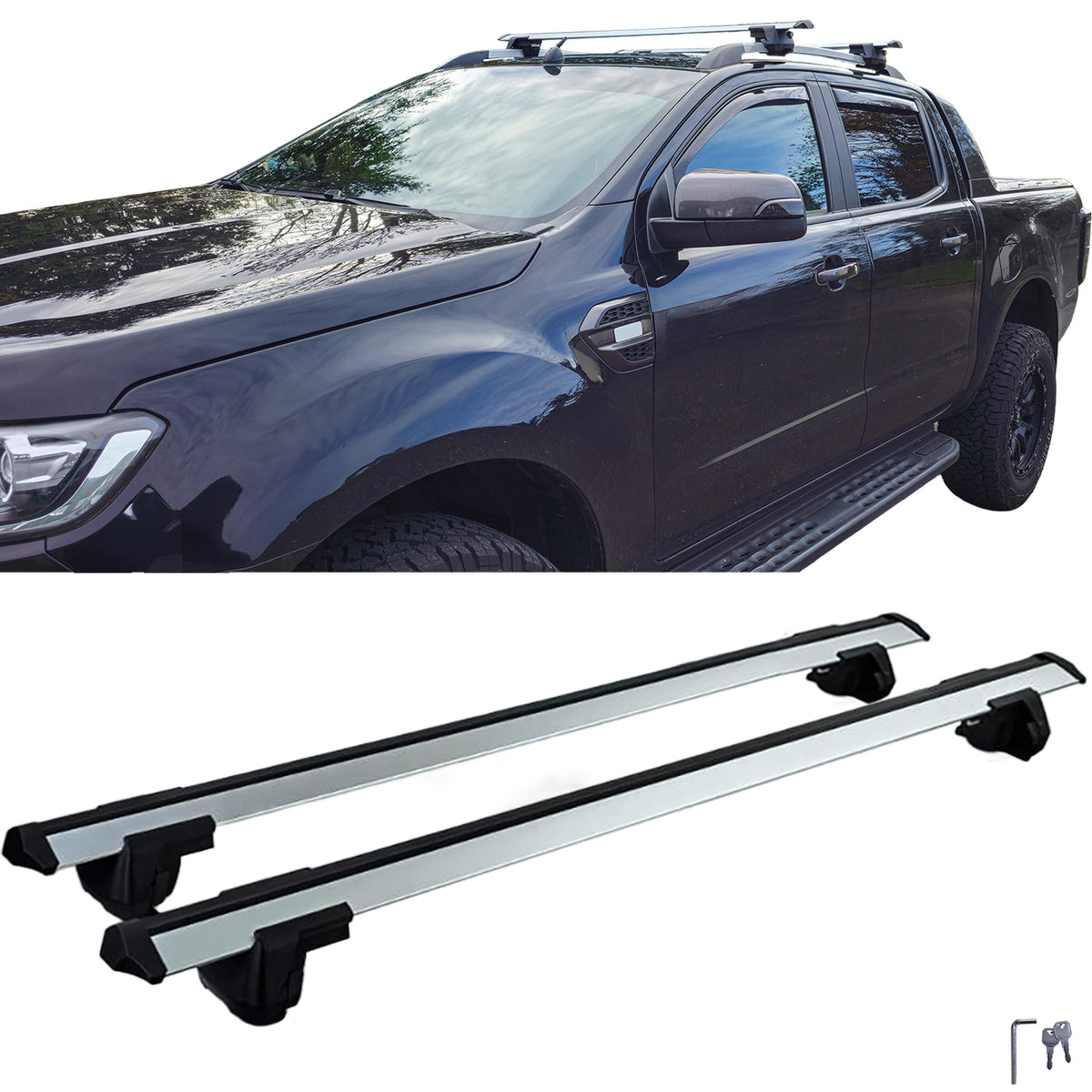 Alluminio Querstreben Set per Ford Ranger T6 T7 T8 (2012-2022) con Barre