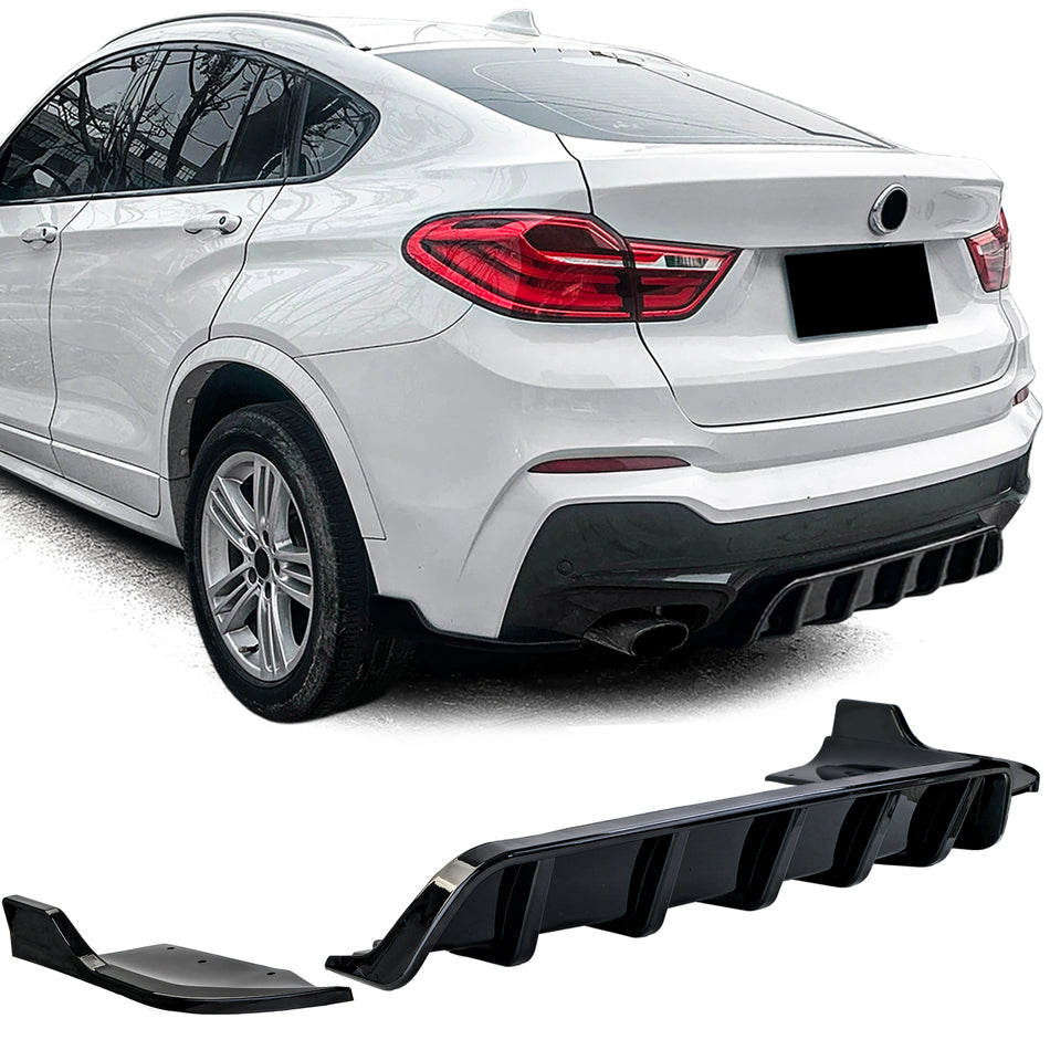 Diffusore Posteriore con Splitter Nero Lucido per BMW X4 F26 2014-2018