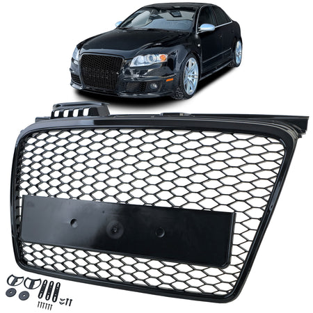 Griglia Anteriore Sportiva Nera Lucida Senza Emblema per Audi A4 B7 8E 2004-2008