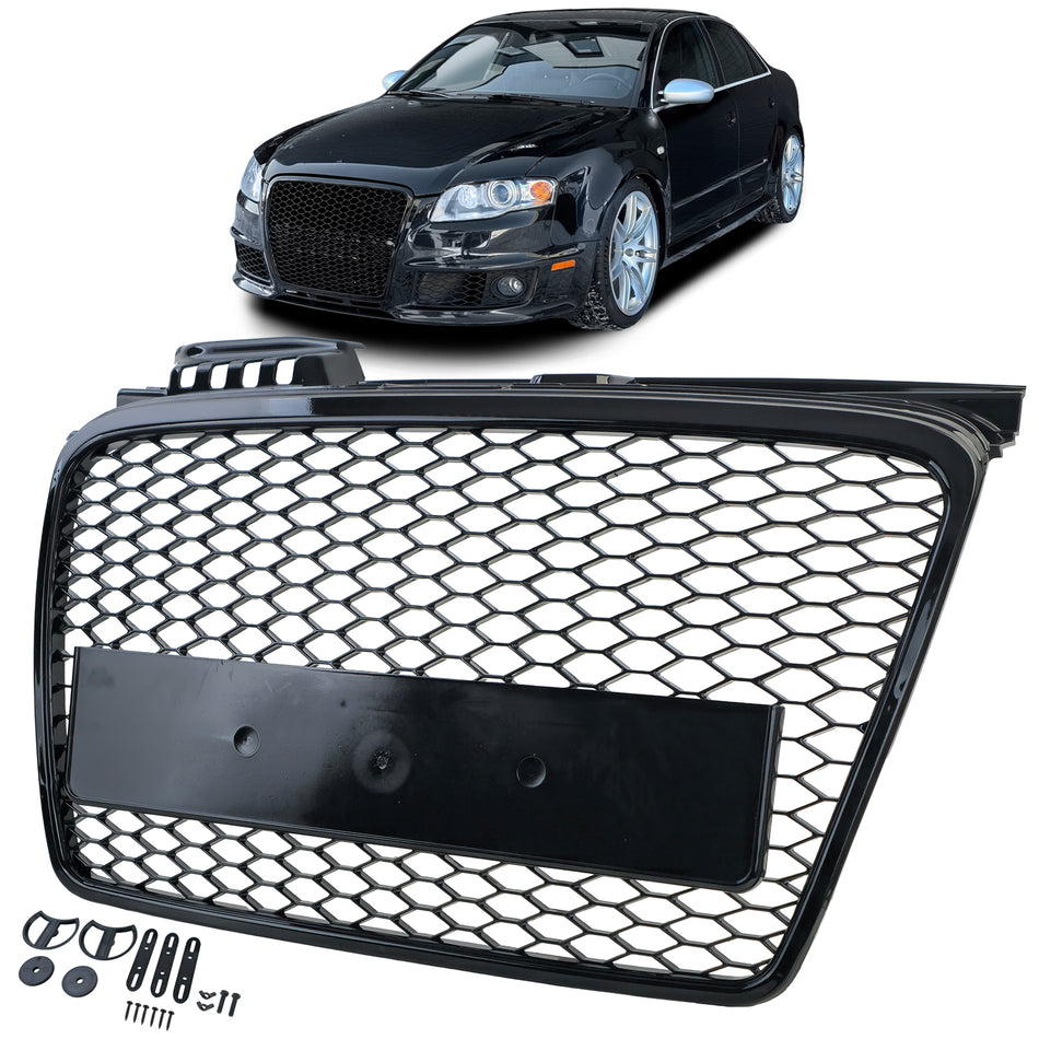 Griglia Anteriore Sportiva Nera Lucida Senza Emblema per Audi A4 B7 8E 2004-2008