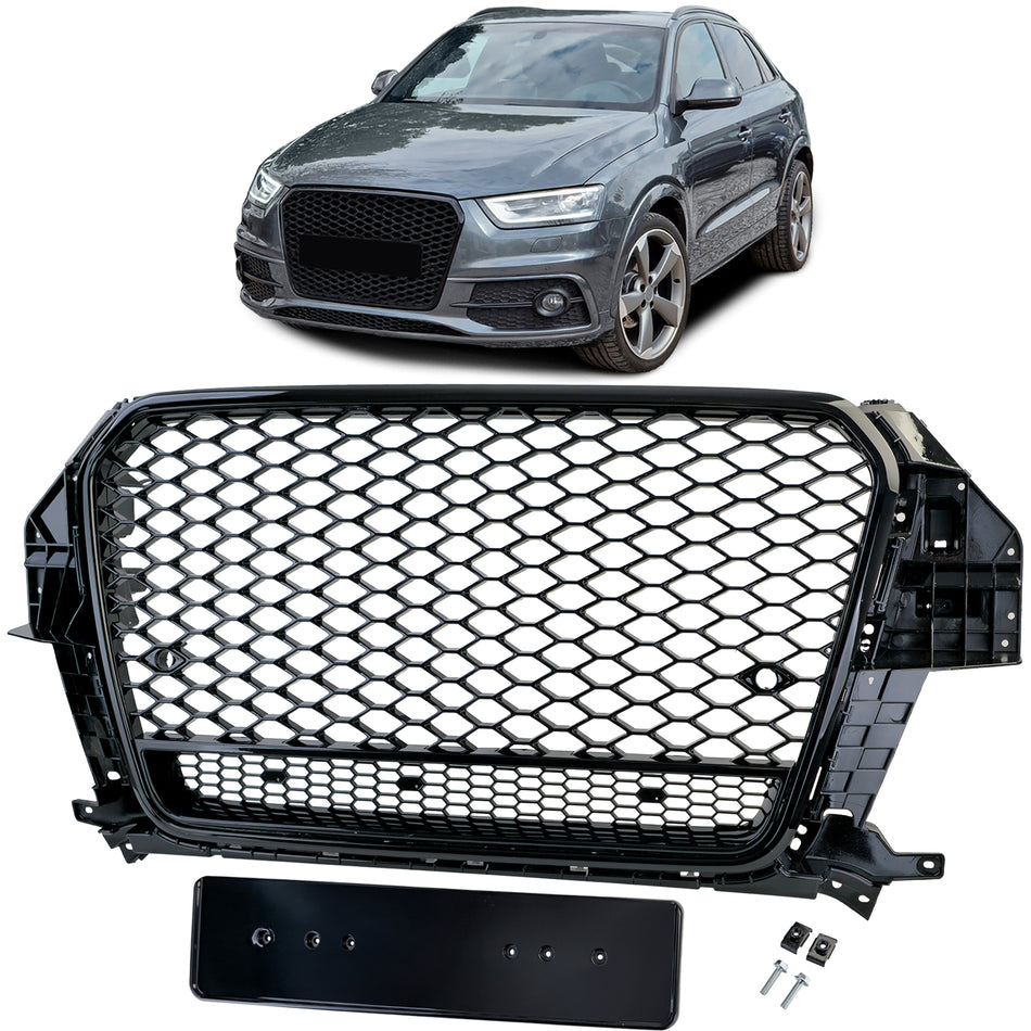 Griglia Sportiva Nido d'Ape Nera Lucida per Audi Q3 8U Pre-restyling 2011-2015