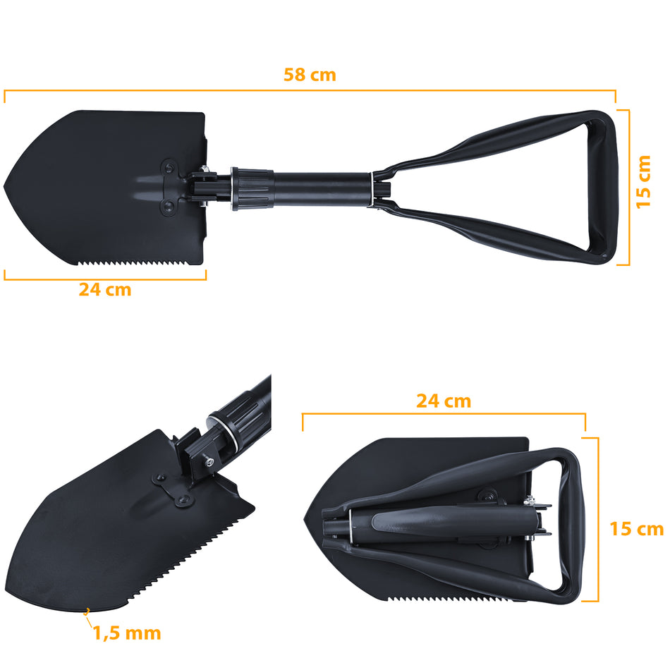 RAMROXX Klappspaten Survival Nero Spaten Hacke Säge Incluso. Tasche Universale