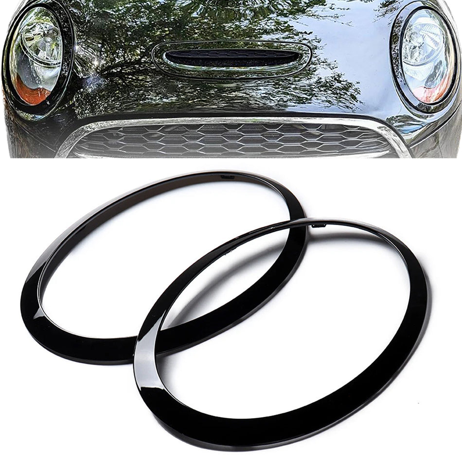 Fari Ringi Neri Lucidi per Mini Cooper F55 F56 F57 2014-2018 - 2 Pezzi