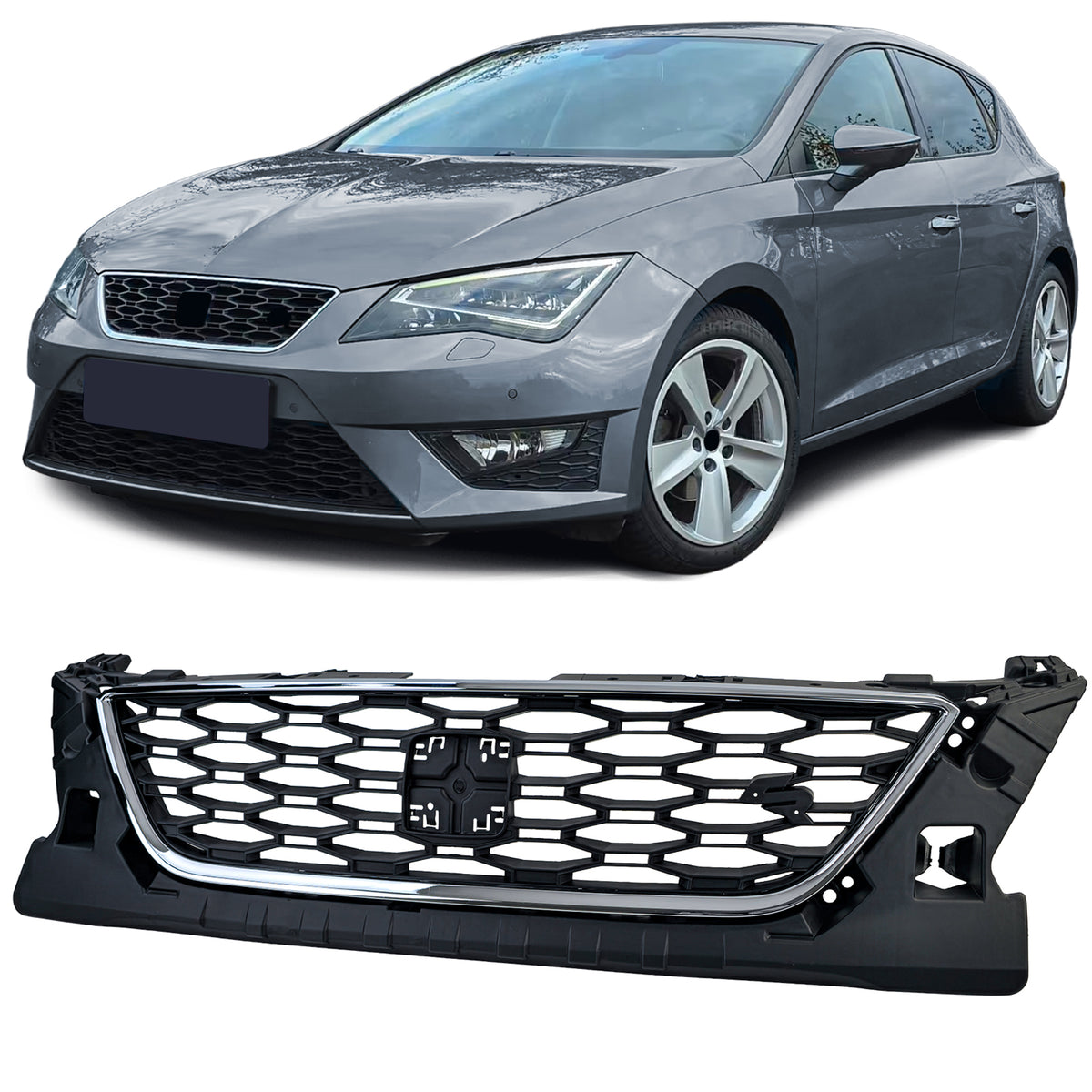 Griglia Sportiva con Cornice Cromata per Seat Leon FR 5F 2012-2016