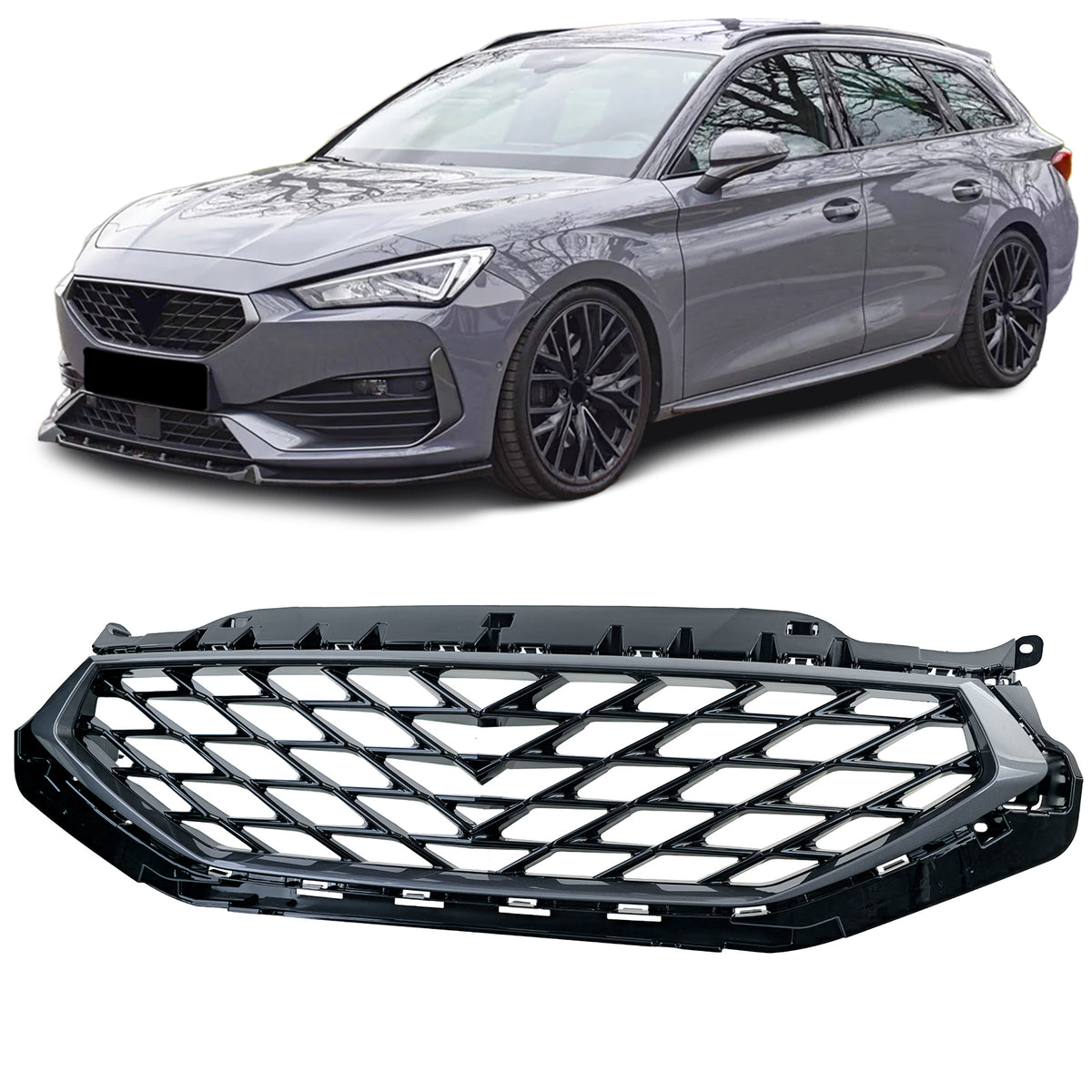 Griglia Sportiva Senza Emblema Nera Lucida per Seat Leon FR KL Dal 2020
