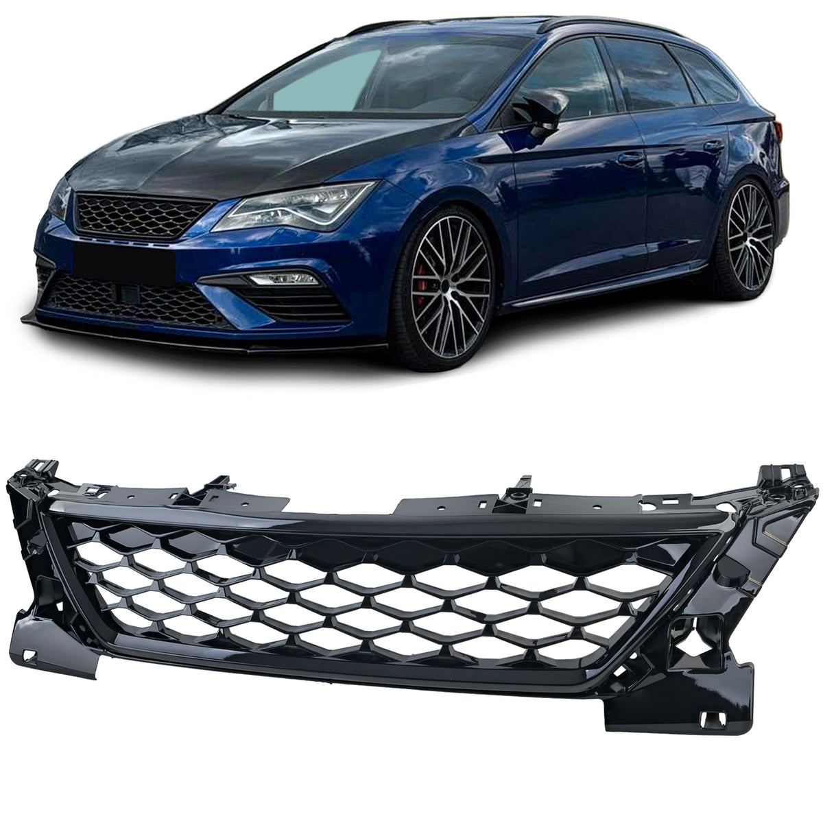 Griglia Sportiva Senza Emblema Nera Lucida per Seat Leon 5F FR 2017-2020